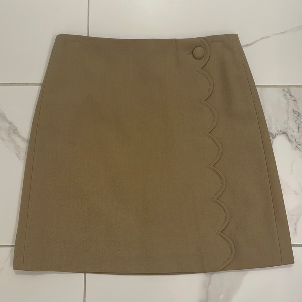J. Crew Scalloped Wool A Line Mini Skirt, Size 0